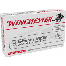 Winchester WM193 5.56mm Ammo 55gr FMJ 20rds